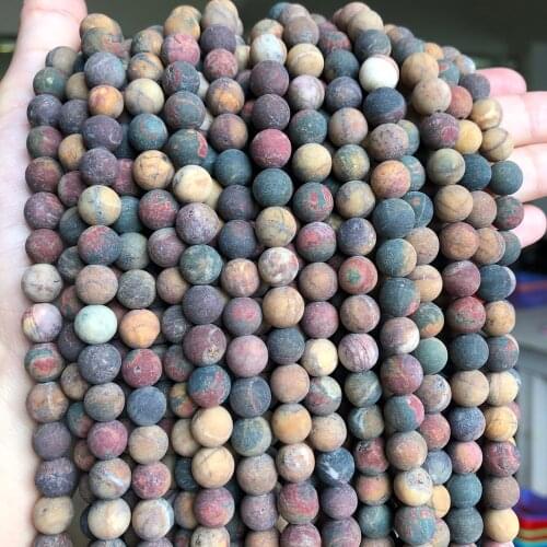 Natural Dull Polish Matte Picasso Beads Round Loose Stone Beads For Jewelry Making DIY Bracelet Accessories 15inch 4/6/8/10mm