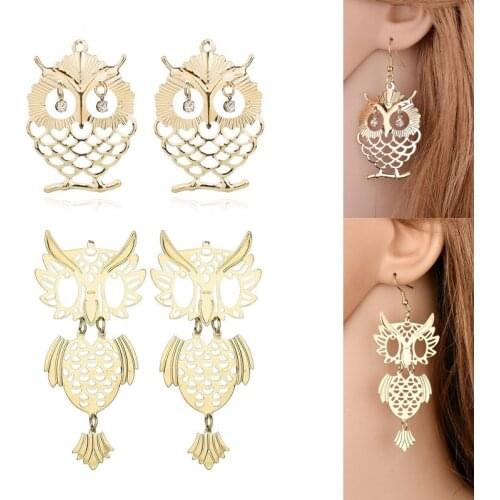 2020New 60Pcs Alloy Hollow Owl Button for DIY Earring or Necklace Pendants and Hair Accessories DL03-DL04