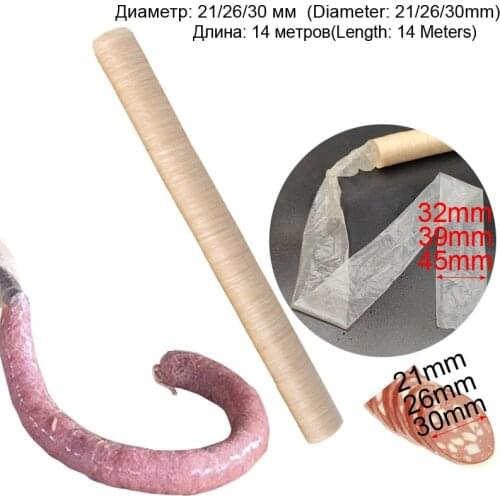 6/14 Meters x 21/26/30MM Dry Collagen Sausage Casing Tube Meat Sausages Casing For Sausage Maker