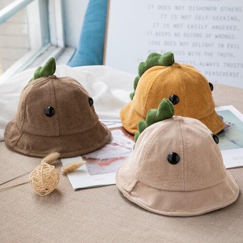 Autumn and Winter New Baby Cartoon Dinosaur Bucket Hat Trendy Boy and Girl Baby Girl Winter Hat Outdoor Warm Children Bucket Hat