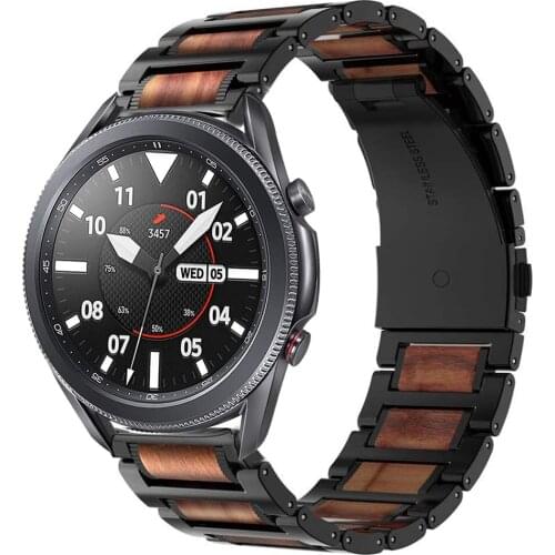 For samsung galaxy watch 3 45mm 41mm band galaxy watch 46mm active 2 Natural Wooden Link Bracelet for huawei watch gt 2e 2 strap