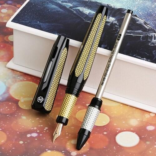HERO H712 SPACE 10K Gold Business Fountain Pen With Roller Ball Pen Refill Two-head F&M Nib Collected Gift Set For Office & Home
