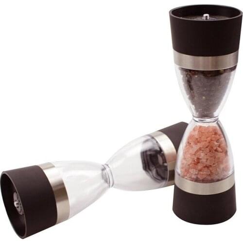 2 in 1 Hourglass Shape Manual Salt Pepper Mill Spice Grinder Pepper Shaker Salt and Pepper Grinder Kitchen Gadgets Cooking Tool