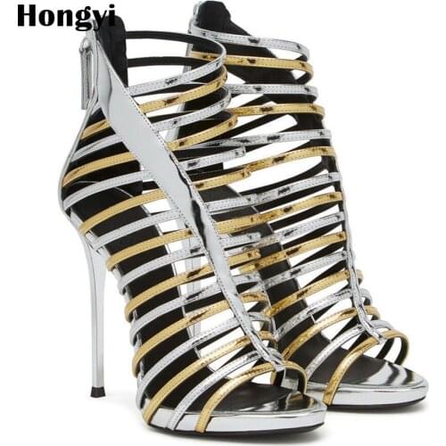 Hongyi Retro Lady Jeans Patchwork Thin Heels High Heel Sandals Open Toe Ankle Wrap Tie Up Woman Heeled Sandals Pumps Shoes