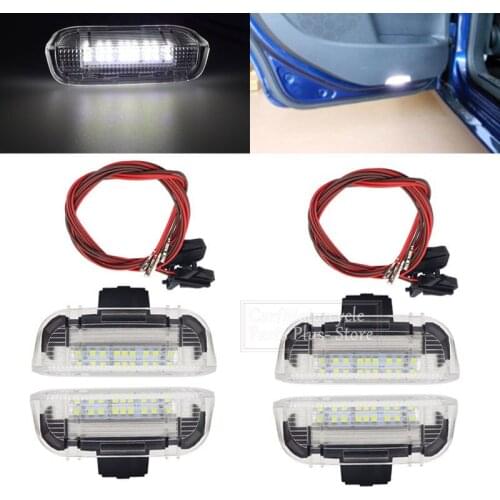 4pcs Car Door Warning Lights Welcome Projector Lamps + Cable For VW Passat B6 B7 CC Golf 6 7 Jetta MK5 MK6 Tiguan Scirocco