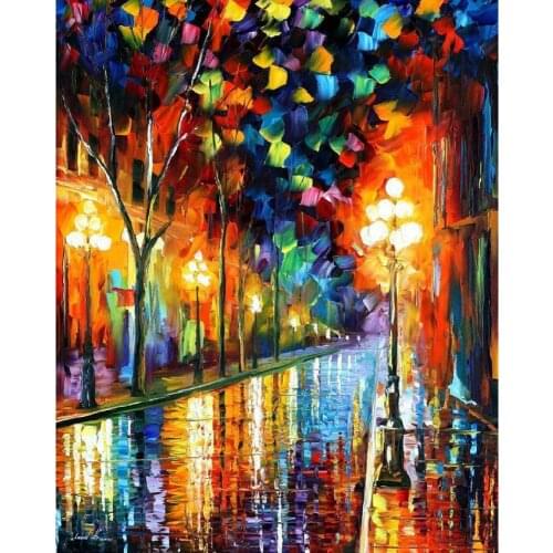 Modern landscape art before morning Palette knife oil painting on canvas High quality Handmade home decor