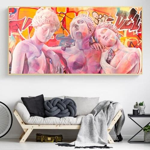 Ancient Greek Female Statue Graffiti Canvas Painting Living Room Bedroom Wall Art Interior Decoration Painting(No Frame)