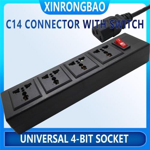 Universal 4-bit Socket C14 AC Connector With Switch US AU UK Italy South Africa India PDU Socket C13 Power connector Socket 13A
