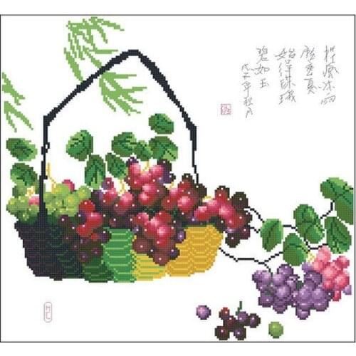 Embroidery Package Hot Sell Best Quality Cross Stitch Kits Grape Round as Pearls and Smooth as Jade Free Shipping
