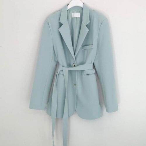 Women Solid Blazer Korean Retro Spring New Style French Simple Elegant Slim Waist Hugging Bandage Suit Tops