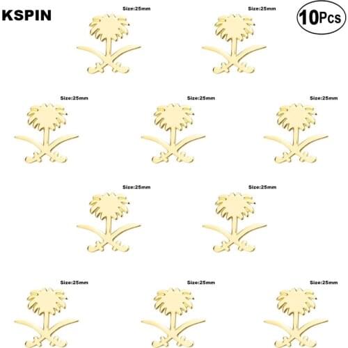 Gold Coconut Tree Lapel Pin Flag badge Brooch Pins Badges 10Pcs a Lot