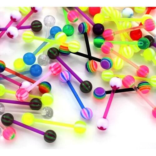 10pcs/lot Tongue Piercing Barbell Bars Body Piercing Jewelry Tongue Piercing Barbell Bars ombligo Tongue Rings Gothic Tattoo