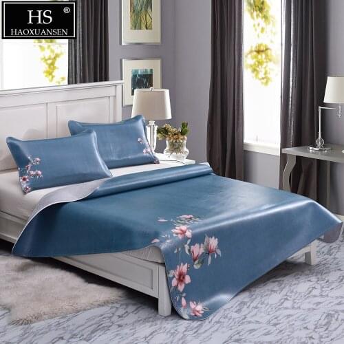 SteelBlue Floral pattern Cowhide mat 3 PCS Full grain leather mat Air conditioner mat thick 3.8 MM Size Can be customized