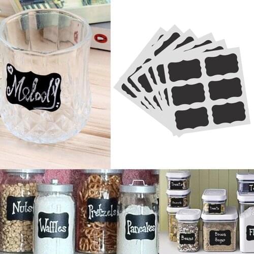 36pcs Chalkboard Blackboard Stickers Craft Kitchen Jar Jam Label Tags Decor Writeable Reusable Surface Erasable Easy To Clean