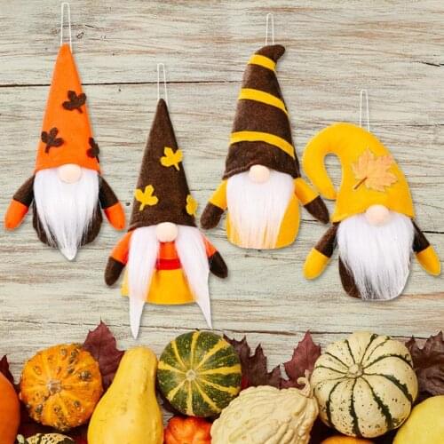 4Pcs Cotton Fall Gnome Pumpkin Sunflower Swedish Nisse Tomte Elf Dwarf Plush Ornaments for Christmas Autumn Thanksgiving Decor