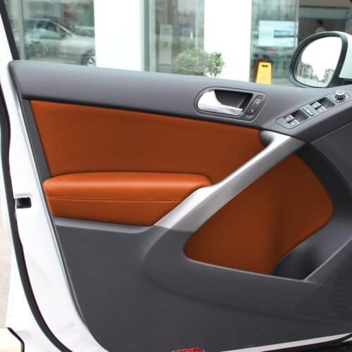 4pcs Microfiber Leather Car Interior Door Handle Panel / Door Armrest Cover Trim For VW Tiguan 2008 2009 2010 2011 2012