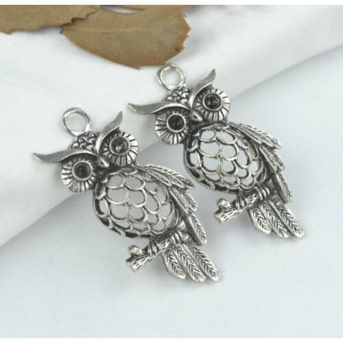 5pcs alloy Tibetan Silver Plated owl Charms Pendants for Jewelry Making DIY Handmade Craft 45*24mm D155