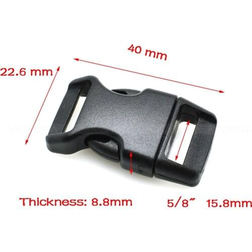 50pcs/pack 5/8''(16mm) Contoured Side Release Buckles For Paracord Survival Bracelets/Dog Collar Black Free Shipping