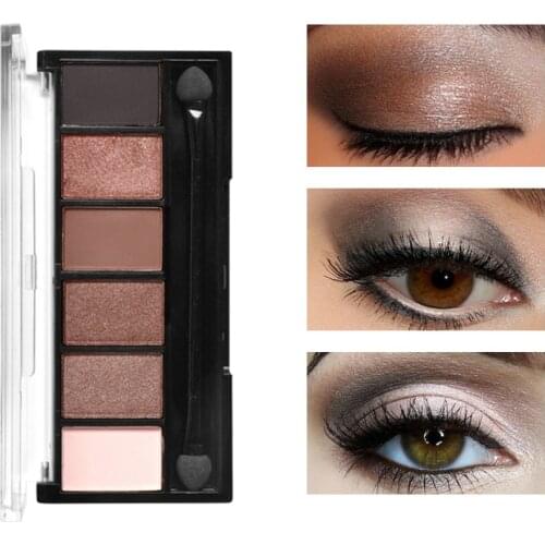 6 Colors Eyeshadow Palette Glamorous Smokey Color Eye Shadow Shimmer Glitter Smooth Creamy Powder Makeup Eye Shadow