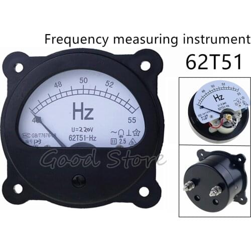 62T51-Hz AC 220V 380V 45-55 Hz Black Frequency Panel Meter Round Analog Dial