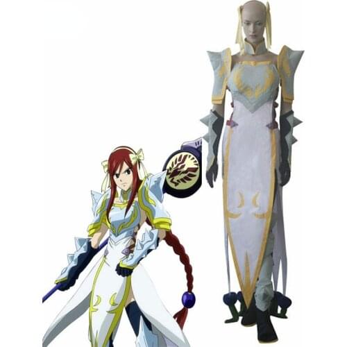 White Fairy Tail Erza Scarlet Lightning Empress Armor Dress Cosplay Costume For Halloween