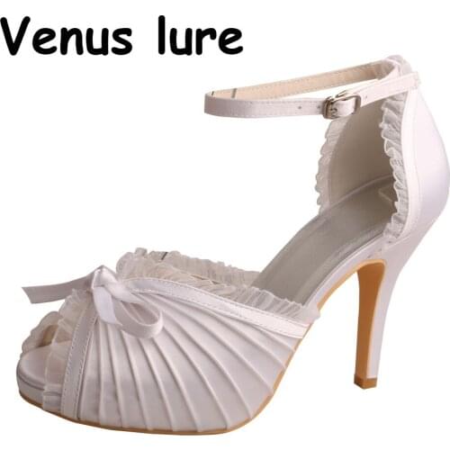 Platform Sandals Heels for Wedding White Peep Toe Shoes for Women Size 11