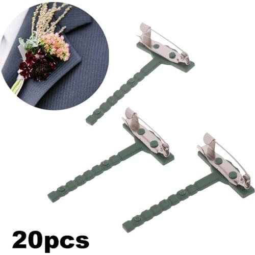 20pcs Fake Flower Brooch Pins Plastic Metal Brooches Unisex Shirt Collar Pins Women Men Brooch Wedding Decor Tool Party Supplies