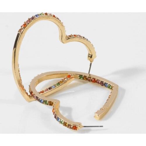 Color Heart Zircon clip earring Colorful Womens crystal Earrings Jewelry Girlfriend Dance Gift Korean Style Earring for Women