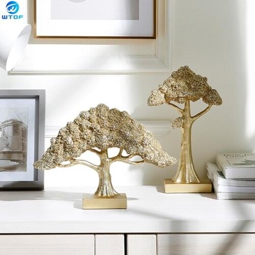 Money Tree Decorative Statue Resin Golden Lucky Tree Cash Cow Business Craft New Home Decor Office Art Decoration Sculpture Gift