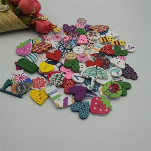 50pcs Mixed Animals 2-Hole Resin Wooden Buttons for Scrapbooking Crafts DIY Baby Children Clothing Sewing Accessories Decoration