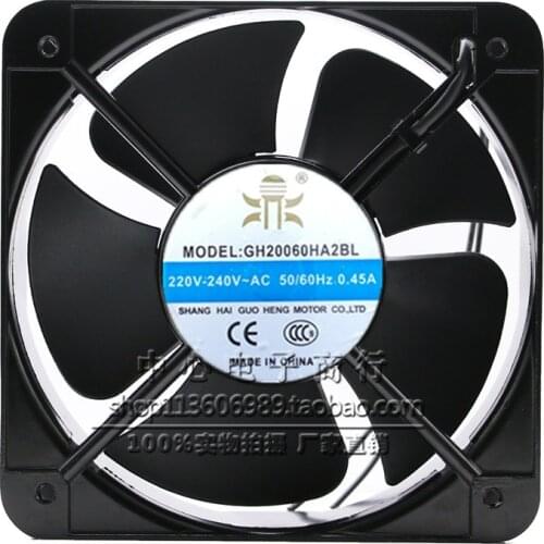 MODEL GH20060HA2BL 220V 240V AC 0.45A 20cm electric new cooling fan