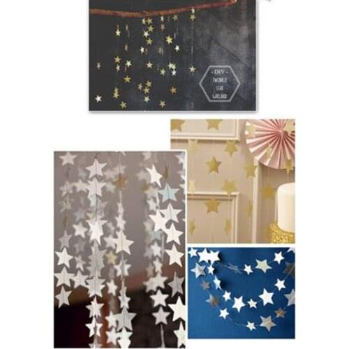 1pcs Star-shaped Paper Garlands 4M Colorful Bunting Home Wedding Party Banner Hanging Paper Garland Shower Room Door Decoration