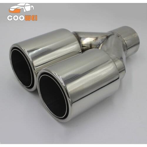 Outlet 89mm Universal Car Auto Round Exhaust Muffler Tip Stainless Steel Dual Pipe Modified Car Rear Tail Throat Liner