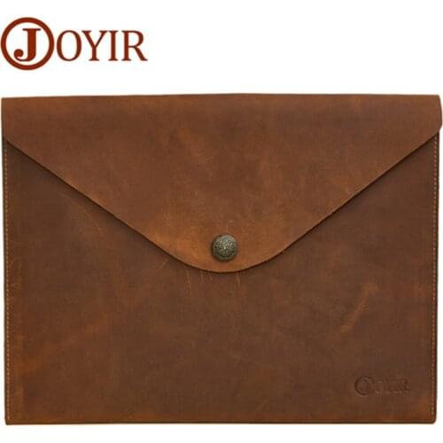 Joyir New Genuine Leather Clutch Bags Man Vintage Casual Laptop Bag Business Casual Simplicity Hasp Envelope Bag
