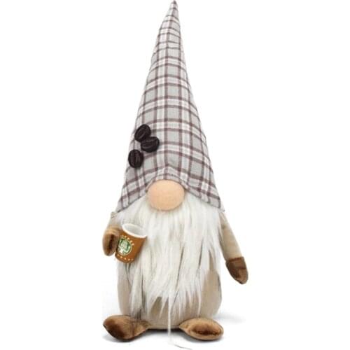 Coffee Gnome Plaid Swedish Tomte Gnome,Coffee Bar Decoration Gift 69HF