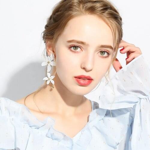 Girl Style Dara Korean Fashion Jewelry Flower Drop Earrings for Women 2021 Trendy