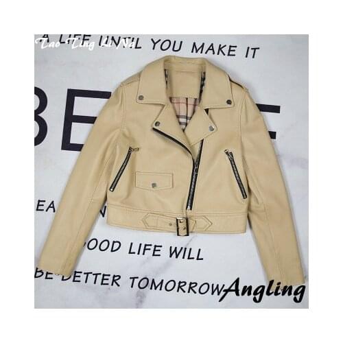 Top brand Women Spring 2020 Genuine Real Sheep Leather Jacket E11 high quality