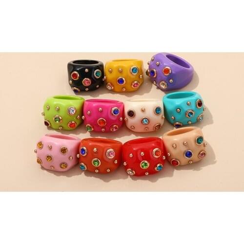 Fashion Big Large Womens Rings Luxury Minimalist Black Resin Punk Rings for Teen Girls Vintage Simple Pink Cute ring Jewelry