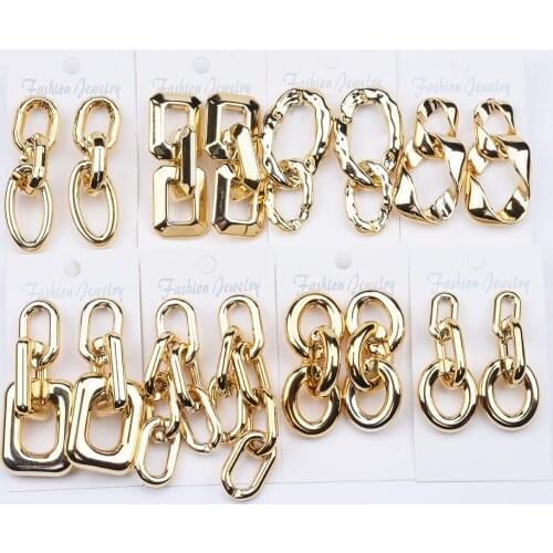 Fashion Gold Hip Hop Punk Earrings Women Irregular Circle Square Link Chain Drop Earring Jewelry Brand ZA Earrings 2020 New
