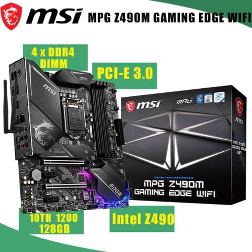 MSI MPG Z490M GAMING EDGE WIFI New mainboard LGA 1200 4xDDR4 128GB PCI-E 3.0 M.2 Bluetooth 5.1 Wireless Intel Z490 Micro-ATX