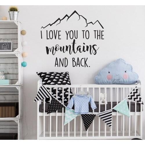 Mountain Wall Decal I Love You To The Mountains And Back Adventure vinyl stickers Nursery Decor Wall Decals For Kids G374