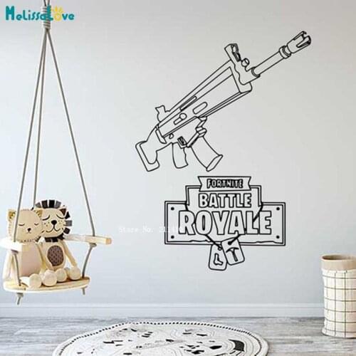 Gun Video Game Boy Kids Room Wall Sticker Vinyl Decals Home Playroom Murals Art Décor Removable YT5505
