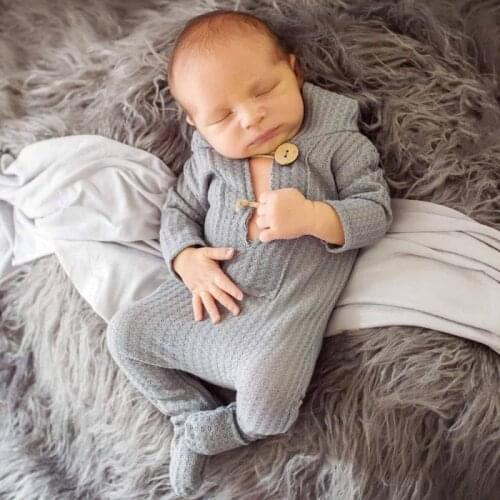 Newborn Photography Clothing Knitted Jumpsuit Hooded Footed Romper One-piece Suit Photography Props Soft Outfit Kids Souvenirs