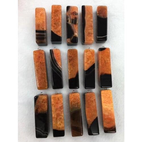 Wholesale 10pcs/Pack Natural Mulit Color Quartz Agates Bead Pendant,17x60mm Square Tubes Pendant for Jewelry Necklace DIY