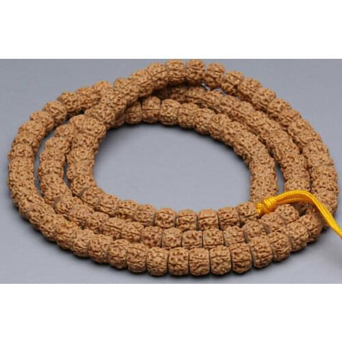 8x6mm Tibetan Buddhism 108 honeycomb Rudraksha Seeds Prayer Bead Mala Necklace