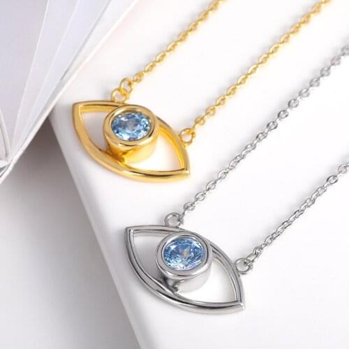 Blue Rhinestone Luck Turkey Blue Evil Eye Choker Necklace for Women Link Chain Pendant Necklace Fashion Jewelry 2021