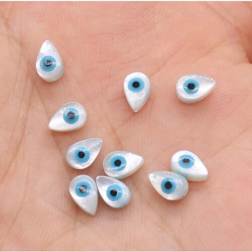 Natural Mother of Pearl Shell Evil Eye Pendant Water Drop Perforated beads For Jewelry Making DIY Earring Necklace Accessories