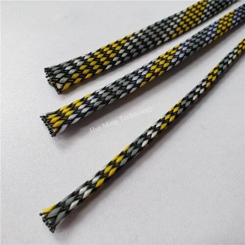 PET Cable Sleeves 4mm/8mm/12mm yellow gray PP Cotton yarn elasticity Braid Wire snakeskin protect Nylon mesh signal cable sets