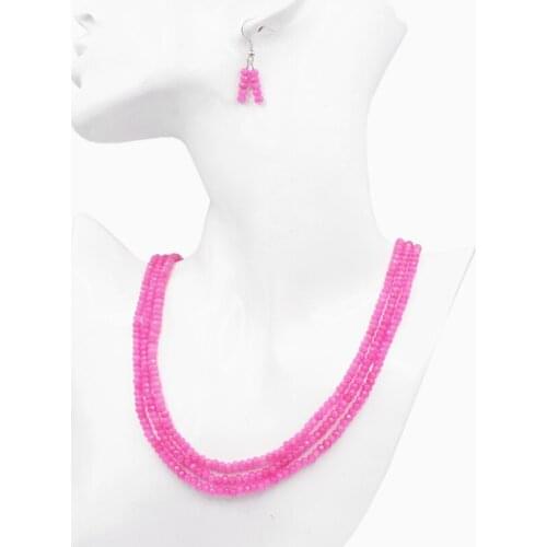 Charms Dubai Jewelry Set for Women Natural Stone Jades Flat Beads Chain Layered Necklaces Earring Sets Party Gift Jewellery A769