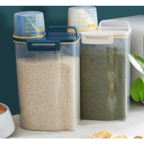 Portable Cereal Bucket Rice Bucket Kitchen Plastic Grains Insect-Proof Storage Box Sealed Moisture-Proof Storage Tank Organizer